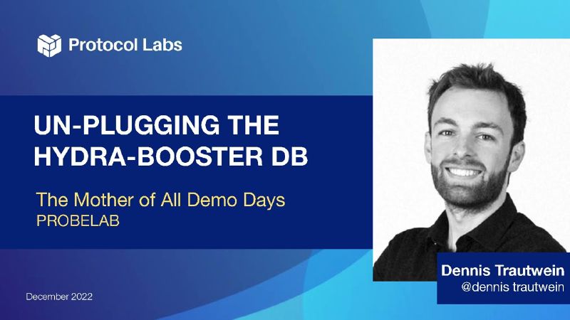 Title card for the talk "Unplugging the Hydra-Booster DB"