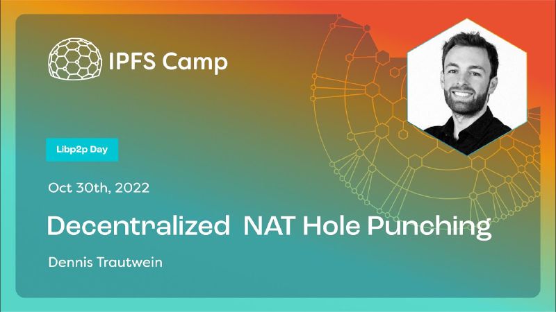 Title card for the talk "Decentralized NAT Hole-Punching"